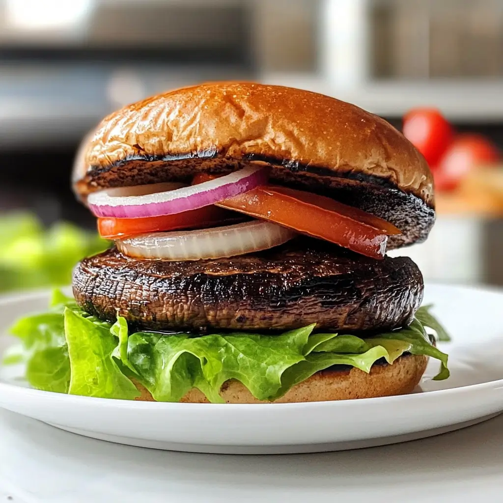 How to Make the Ultimate Portobello Mushroom Burger at Home 2 Portobello Mushroom Burger served fresh with toppings