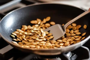 Toasting pumpkin seeds for bariatric recipe