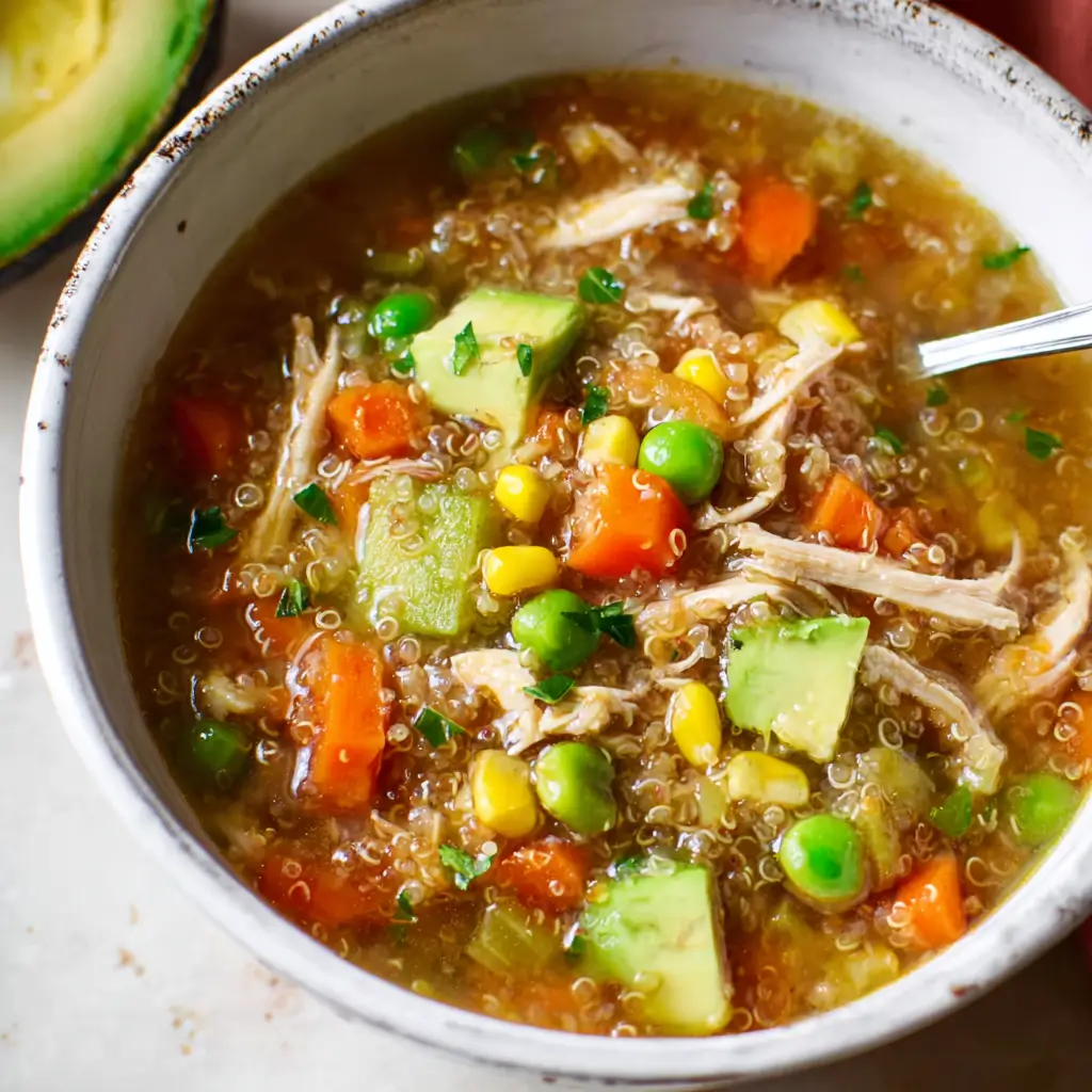 Chicken Vegetable Quinoa Soup 2 chicken vegetable quinoa soup served with fresh vegetables
