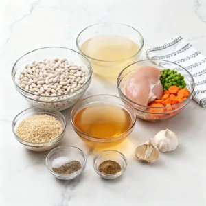 fresh ingredients for chicken vegetable quinoa soup