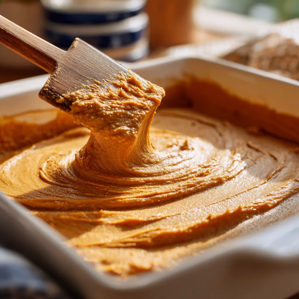 Healthy Pumpkin Bars with Cream Cheese Frosting 5 Pumpkin Bar Batter Before Baking