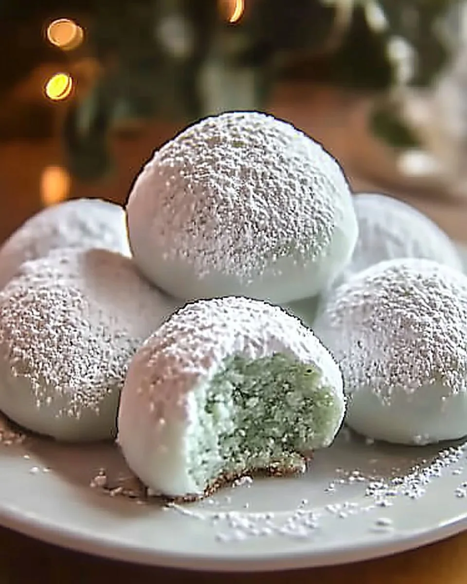 Minty Snowball Cookies