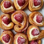 Plate of delicious Raspberry Palmiers pastries with raspberry filling