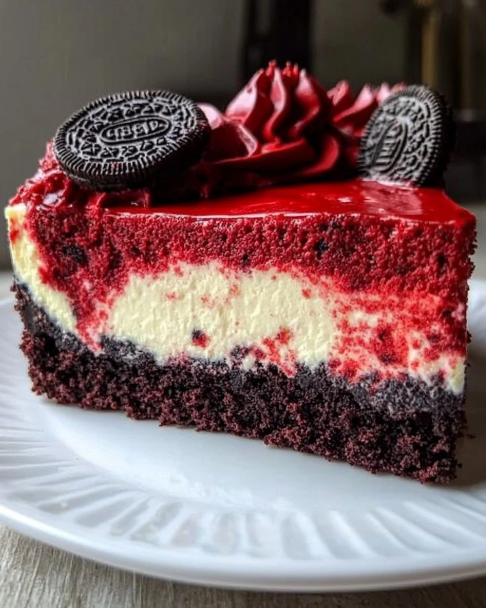 Red Velvet Cheesecake with Oreo Crust 3 Showstopper Red Velvet Cheesecake with Oreo Crust