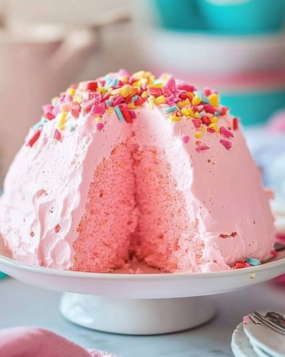 Soft Pink Angel Food Cake