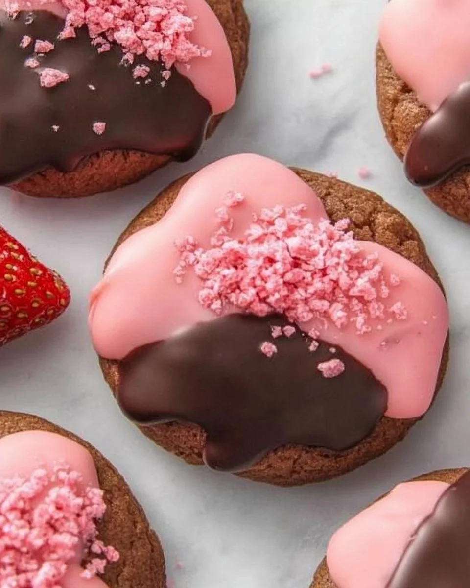 Chocolate Covered Strawberry Cookies 3 Valentine's Day Chocolate Covered Strawberry Cookies