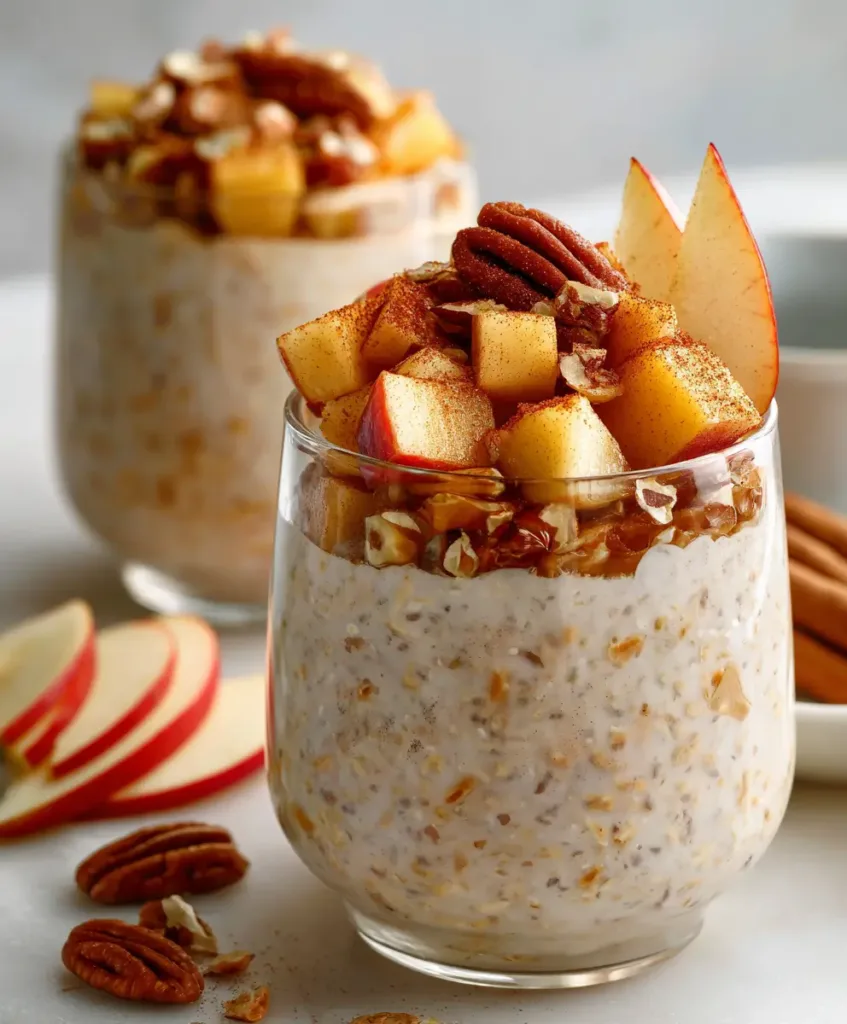 The Best Overnight Oats Recipe With Chia Seeds 7 Apple pie overnight oats recipe with diced apples, cinnamon, and toasted pecans