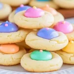 Easter Thumbprint Cookies with white chocolate and jam topping