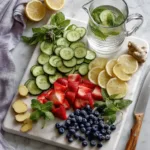 fresh ingredients for homemade Fruit Infused Water Recipes on marble cutting board