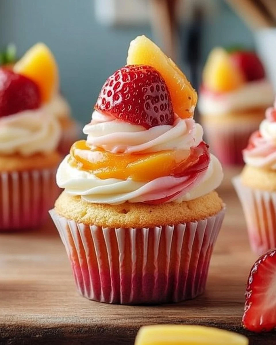 Mango Strawberry Cupcakes 3 Mango Strawberry Sunset Cupcakes