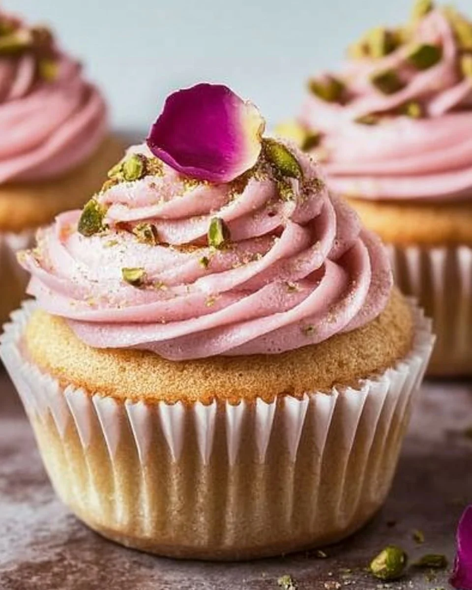 Rose and Pistachio Cupcakes