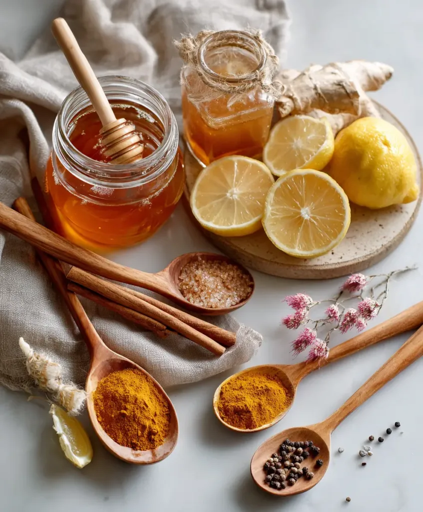 Asian Honey Protocol Recipe 4 Asian honey protocol recipe ingredients honey turmeric cinnamon lemon