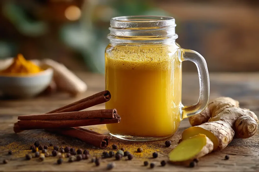 Dr Gupta Honey Recipe: The Golden Blend That's Worth Making at Home 5 Glass jar of golden turmeric honey blend with cinnamon and ginger on a wooden counter ,Dr Gupta Honey Recipe