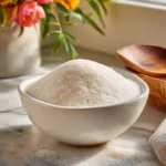 is gelatin good for you unflavored gelatin powder in white bowl close-up