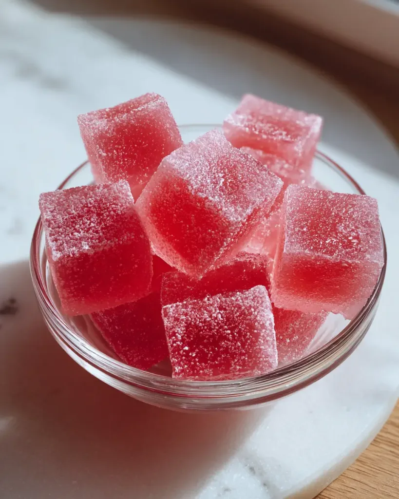 Dr William Li Gelatin Recipe for Weight Loss 5 Bowl of pink gelatin cubes coated with sugar ,Dr William Li Gelatin Recipe