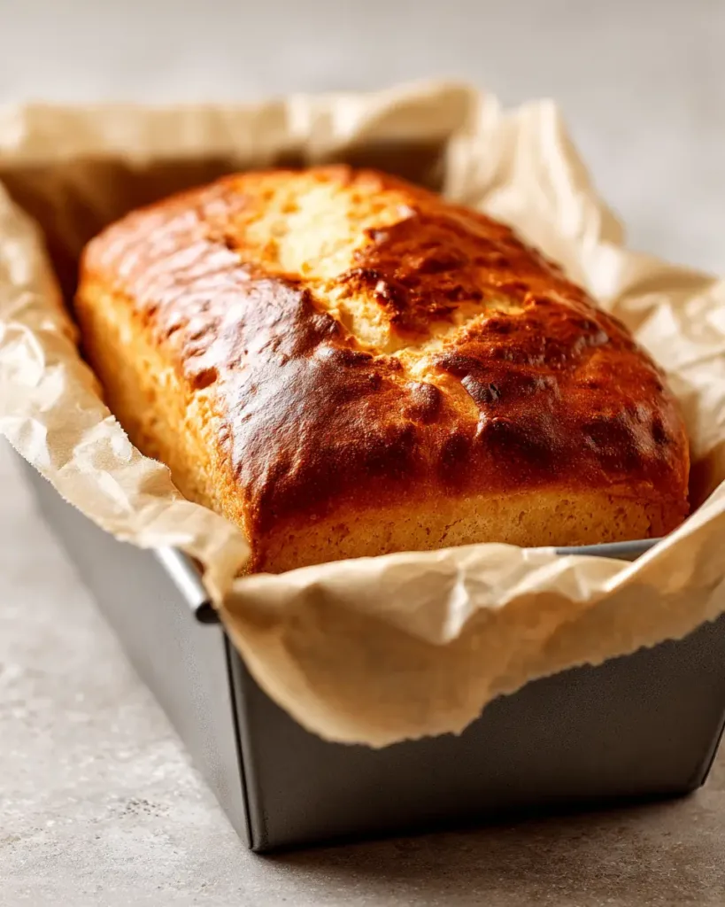 Freshly baked 4 ingredient carnivore bread in a pan