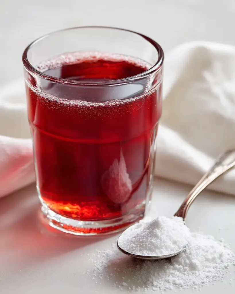 cranberry juice apple cider vinegar and baking soda for weight loss deep red drink in clear glass