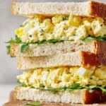 Master egg salad sandwich close up on plate