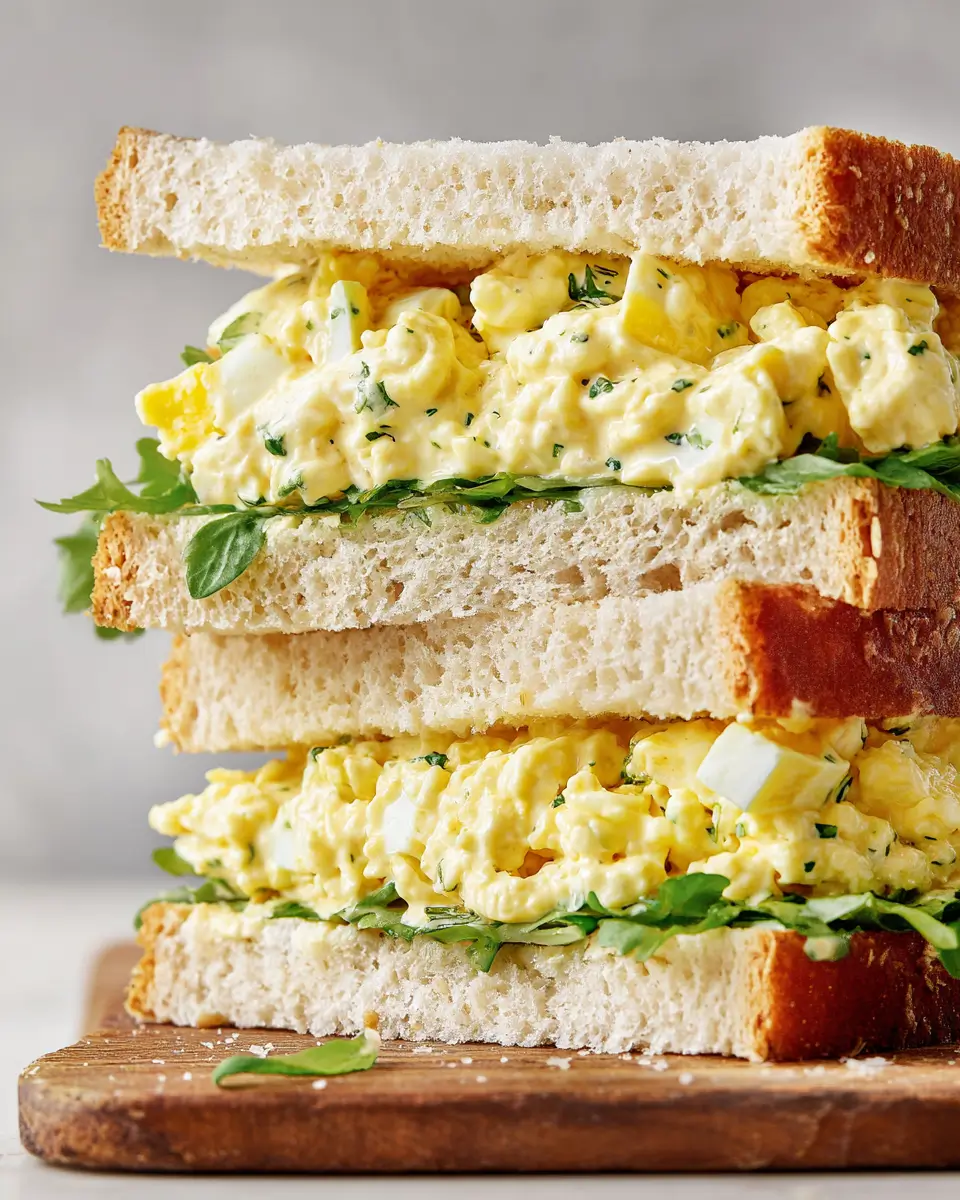 <h1><b>Master Egg Salad For The Best Classic Sandwich</b></h1> 3 Master egg salad sandwich close up on plate