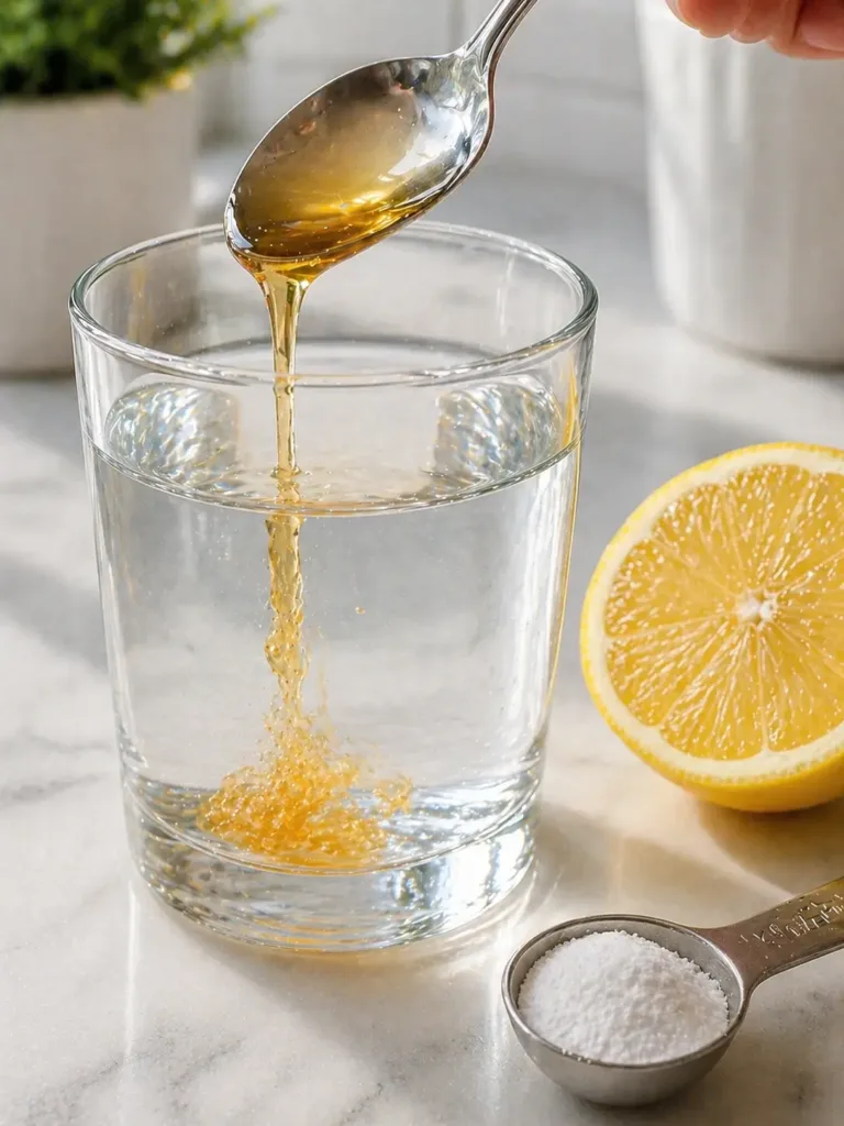 what is the baking soda trick with honey and lemon variation honey drizzled into water glass ,What is the baking soda trick